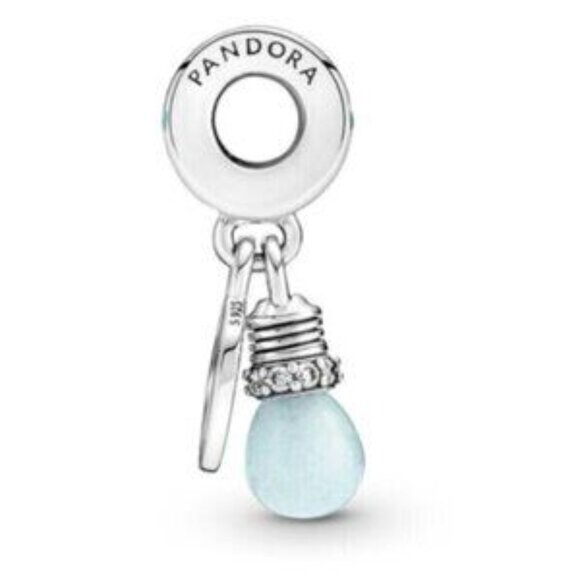 Pandora Silver Blue Light Bulb�M?Pendant , Dangle S925ALE Charm - Picture 3 of 4